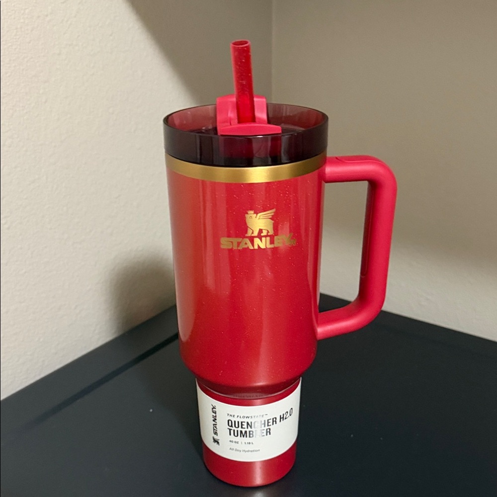 Stanley Scarlet Travel Mug with Straw